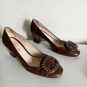 Prada | Calfskin Leather Buckle Pumps